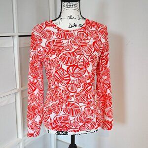 Lands' End Women’s Size S (6-8) Rash Guard Modest Swim Tee Long Sleeve Crew-Neck